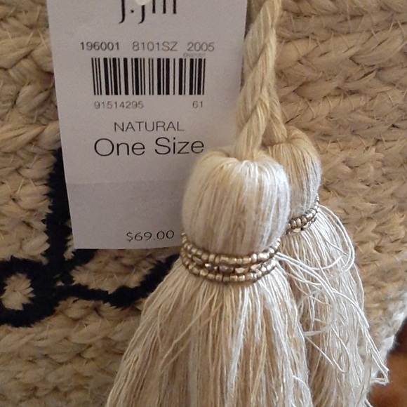 NWT J. Jill Beach Bag Straw Sand & Sea Print Fabric Interior Natural One Size - Picture 6 of 9